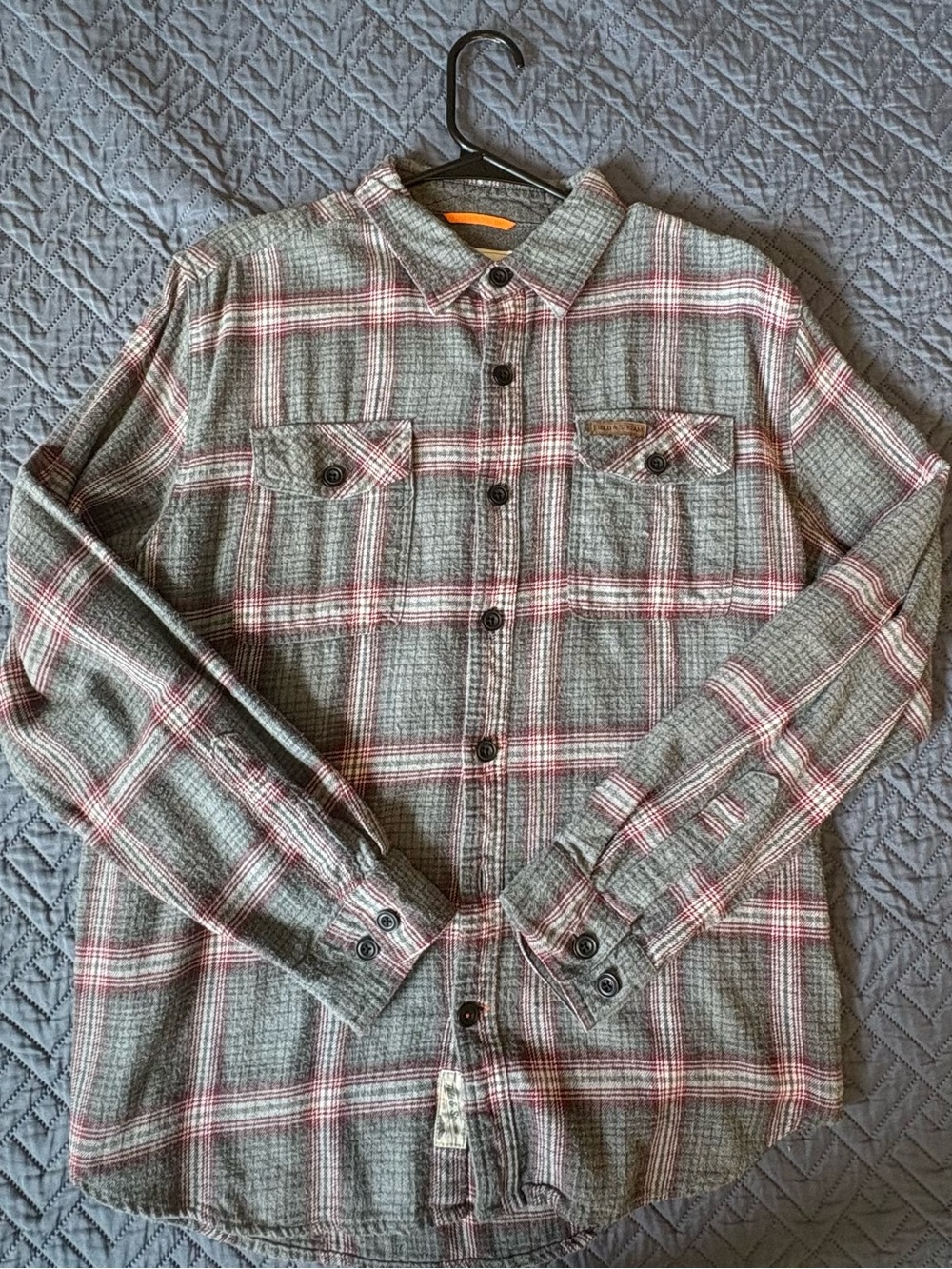 Field & Stream Plaid Button-Up Shirt in Gray and Red